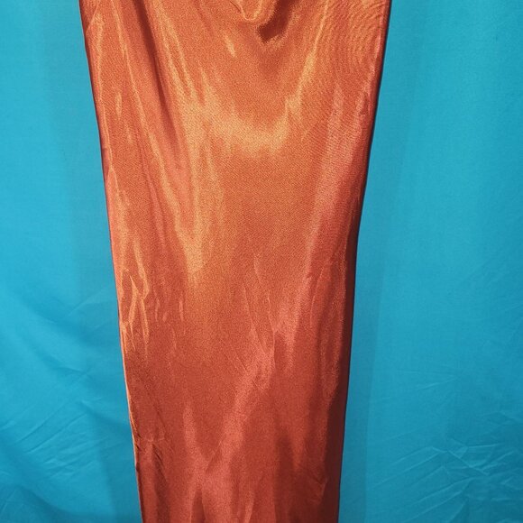 Satin Rust Orange Slip Dress For Women - Bebe - S - Picture 3 of 9